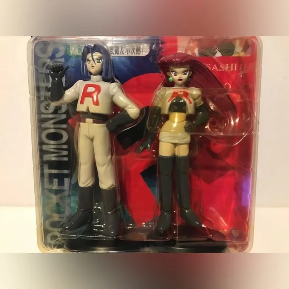 Vintage 1998 POKEMON TOMY POCKET MONSTERS TEAM ROCKET JESSE & JAMES AULDEY Toy